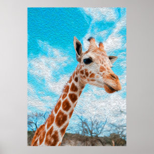 Poster Giraffe Lover Giraffe Art Watercolor