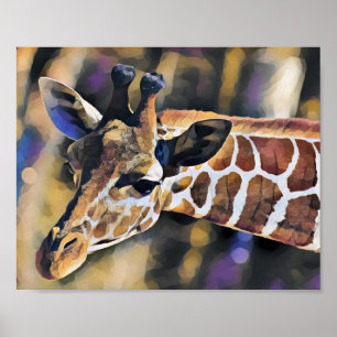 Poster Giraffe Painting Art Vintage