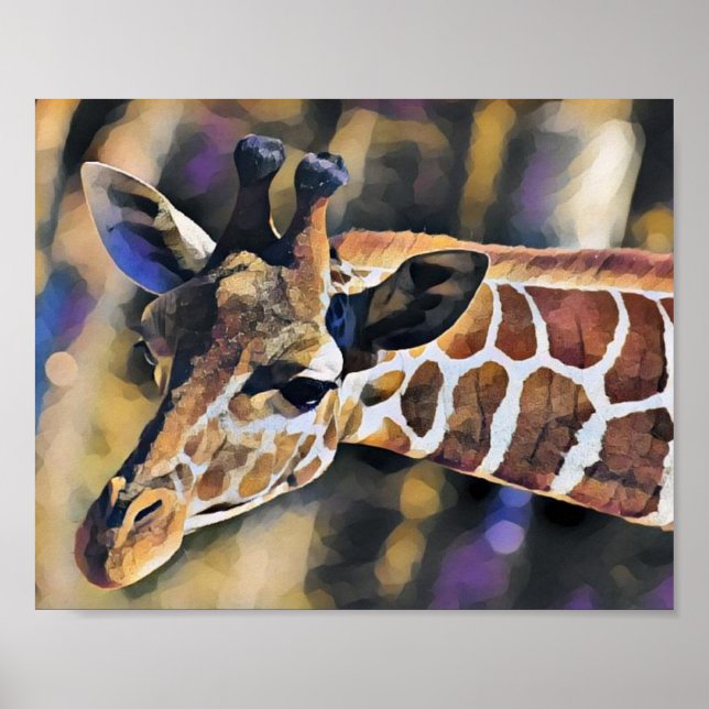 Poster Giraffe Painting Art Vintage (Frente)
