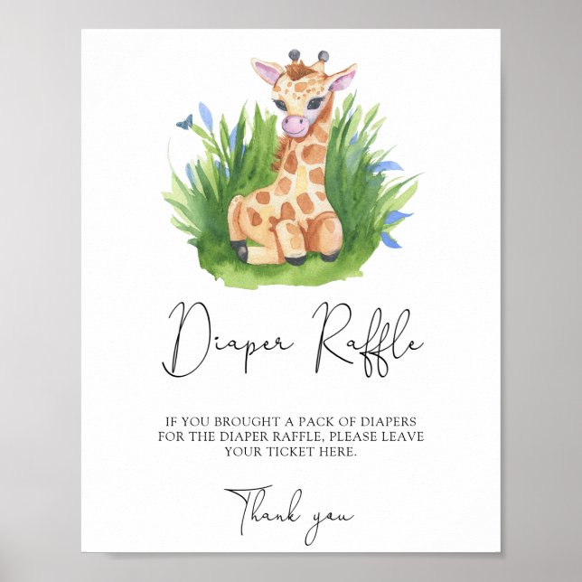 Poster Giraffe - Rifas de fraldas (Frente)