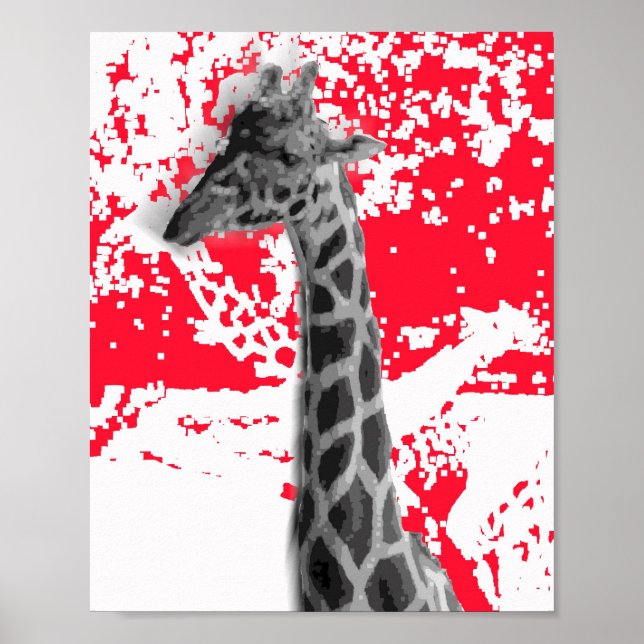 Poster Giraffes, Abstract In Red (Frente)