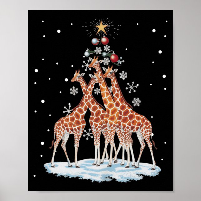 Poster Giraffes Xmas Tree Giraffe Christmas Tree Merry Ch (Frente)