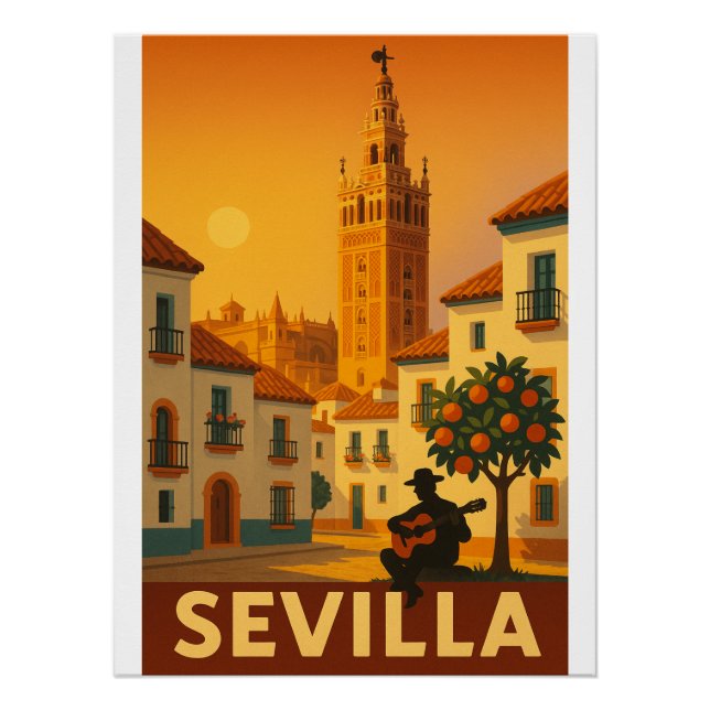Pôster Giralda Glow - Seville - Retro Art 2025 (Frente)