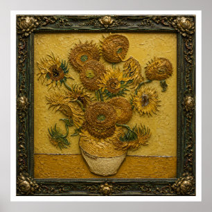 Poster Girasóis em uma moldura ornamentada Parede flora