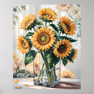 Poster Girasóis em Vaso