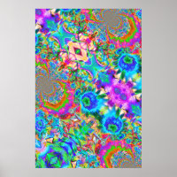 girassóis azuis-abstrato - pintura floral retrô