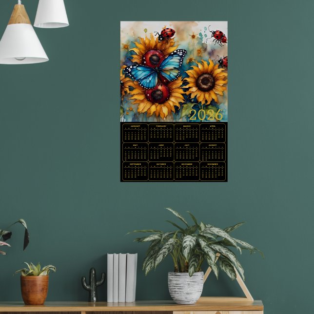 Poster Girassóis, Borboleta e Joaninhas  (Sala de Estar 1)