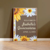 Girassóis Brancos Daisy Burlap Quinceañera Bem-vin