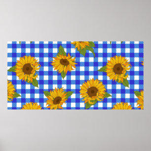Poster Girassóis brilhantes em um fundo controlado. Vint