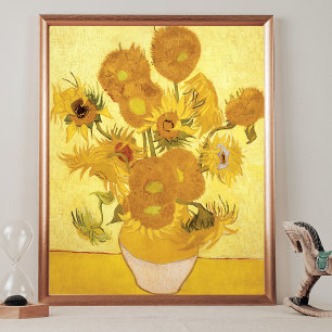 Poster Girassóis Dourado Fundo Vincent van Gogh