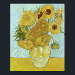 Poster Girassóis em um vaso (F456) Van Gogh Fine Art<br><div class="desc">Vase com Doze Girassóis é a terceira versão da segunda série de girassóis de Vincent van Gogh, pintada em Arles em agosto de 1888. O fundo é azul-esverdeado e as flores parecem muito mais amarelas do que nas duas versões anteriores. Óleo na canvas, 91 x 72 cm. Munique, Neue Pinakothek....</div>