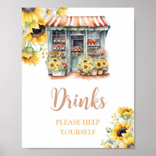 Poster Girassóis Fora Do Mercado Bebidas De Chá de panela