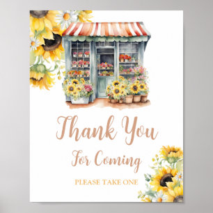 Poster Girassóis Fora Do Mercado Chá de panela Obrigado