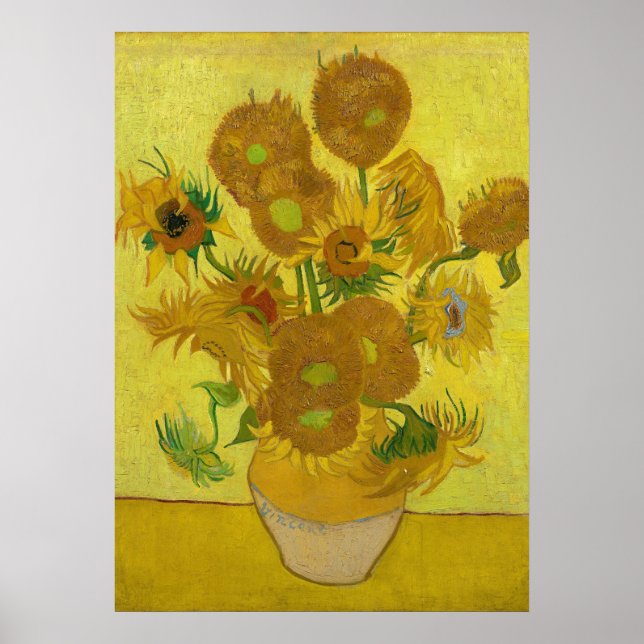 Poster Girassóis por pintura de Van Gogh (Frente)