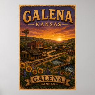 Poster Girassóis Sobre a Paisagem de Galena Kansas