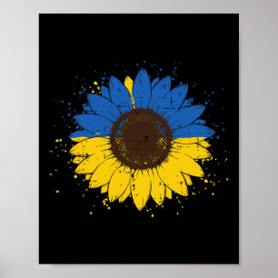 Poster Girassol Azul Amarelo Ucraniano Flor Homens Ucrâni