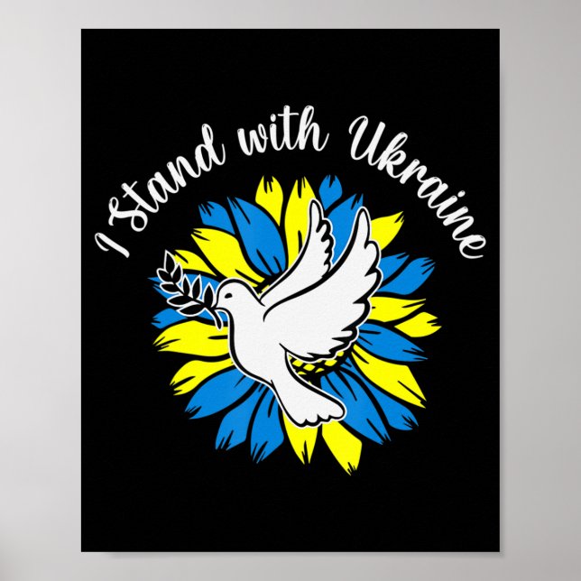 Poster Girassol Bandeira Ucraniana Dove Ucrânia I (Frente)