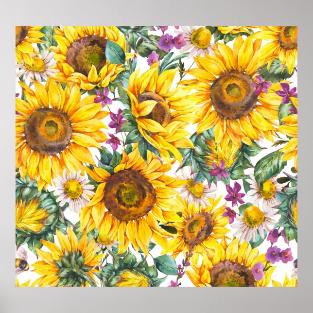 Poster Girassol: Bloom Amarelo de Verão. (Frente)