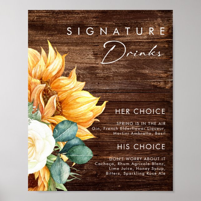 Poster Girassol Bold Country | Drinks com assinatura de m (Frente)