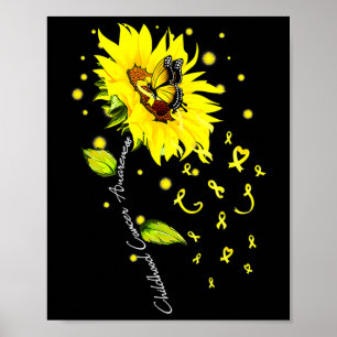 Poster Girassol Borboleta Gol de Conscientização do Cânce