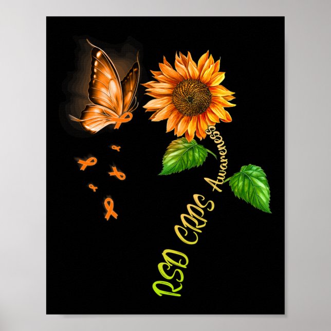 Poster Girassol Borboleta Rsd Crps Conscientização  (Frente)