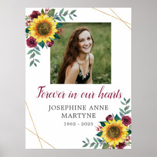 Poster Girassol Borgonha Funeral Para Sempre Em Nossos Co