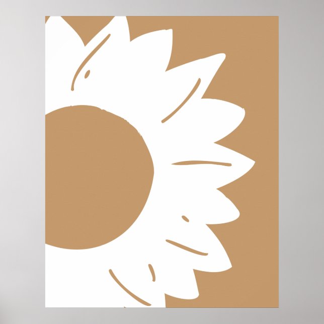 Poster Girassol Branco em Arte de Parede Abstrata Bege (Frente)