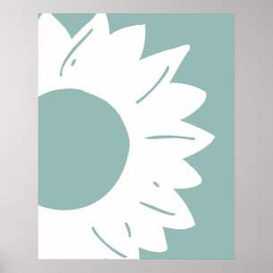 Poster Girassol Branco em Arte de Parede Abstrata Turques