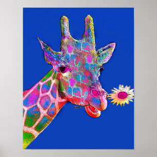 Pôster Girassol colorido do girafa