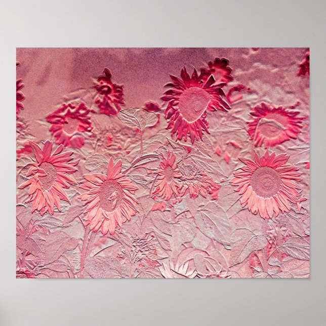 Poster Girassol Cor de Rosa Floral Design (Frente)