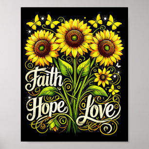 Poster Girassol Cristão Fé Esperança Amor