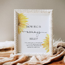 Poster Girassol de aquarela com tamanho de cintura de mam