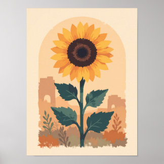Poster Girassol de Boho minimalista
