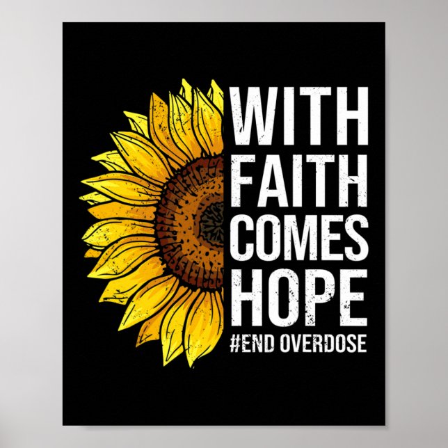 Poster Girassol de Conscientização sobre Overdose Com Fé  (Frente)