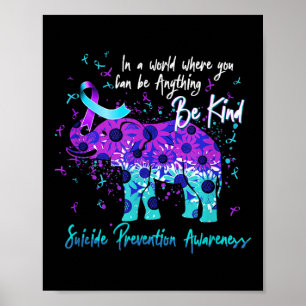 Poster Girassol Elefante Conscientização Prevenção Suicíd