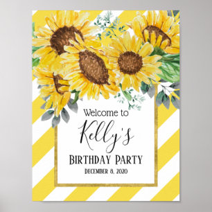 Poster girassol, flores, floral, placa de boas-vindas