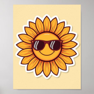 Poster Girassol Legal com Óculos de Sol