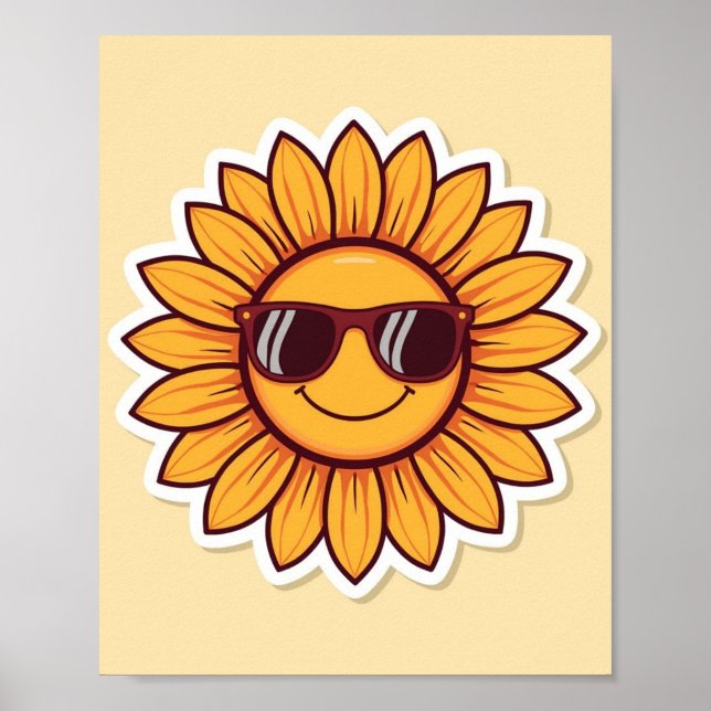 Poster Girassol Legal com Óculos de Sol (Frente)