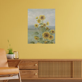 Poster Girassol moderno Aquarela e imagem personalizada