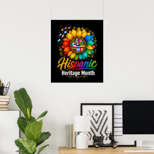 Poster Girassol Países Latinos Mês da Herança Hispânica