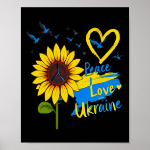 Poster Girassol Paz Amor Ucrânia Bandeira Mapa Ucrânia