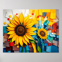 Poster Girassol radiante no estilo Abstrato moderno