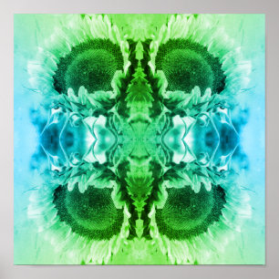 Poster Girassol Sorridente Abstrato Preto e Branco Matiza