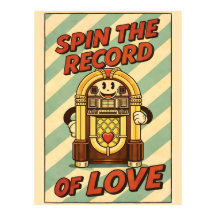 Gire o Cartaz Retro Vintage de Amor de Caixa de So