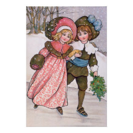 Pôster Girl and boy ice skating - Florence Hardy