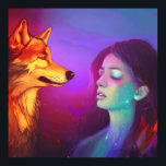 Poster Girl and her Wolf AI Generated Fantasy Pop Art<br><div class="desc">Girl and her Wolf AI generated fantasy pop art. I love the contrast between the wolf and his girl or is it girl and her wolf, her zen moment his knowing. Evoking a moment in time where two worlds meet, yet seem apart, this mystical piece will weave a tale to...</div>