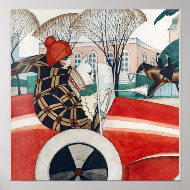 Poster Girl and Pug in an Automobile (Frente)