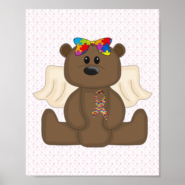 Poster Girl Autism Awareness Bear (Frente)