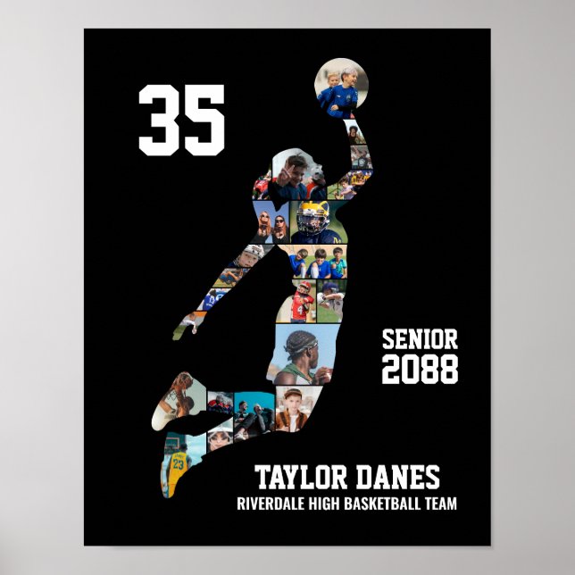 Poster Girl Basketball Player Sports Senior Photo Collage (Frente)