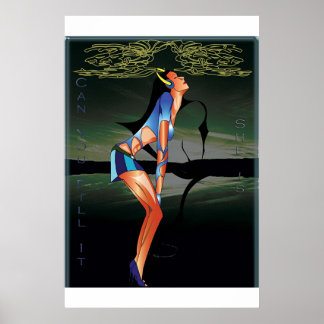 Pôster girl filling the music